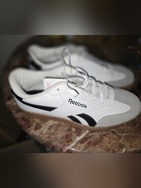 Reebok White Sneakers with Black & Gray Accents